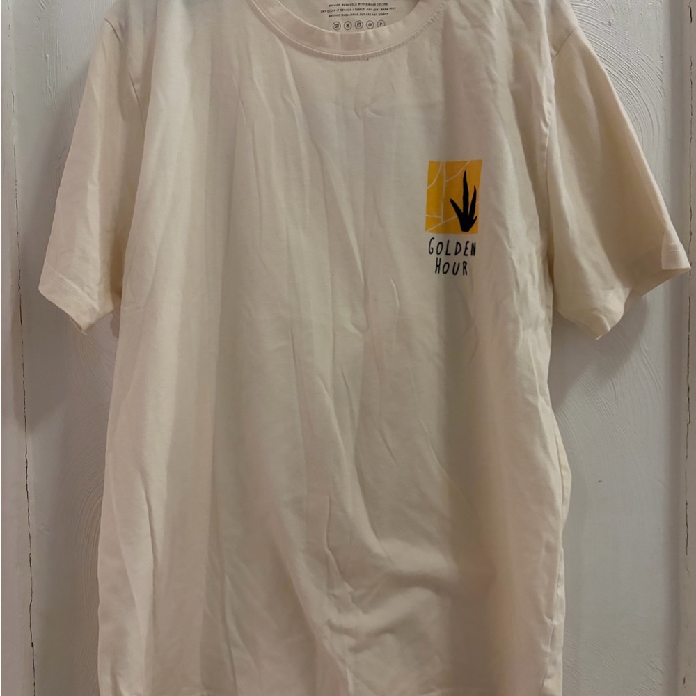 Denim & Flower Cream Tee with Yellow Graphic